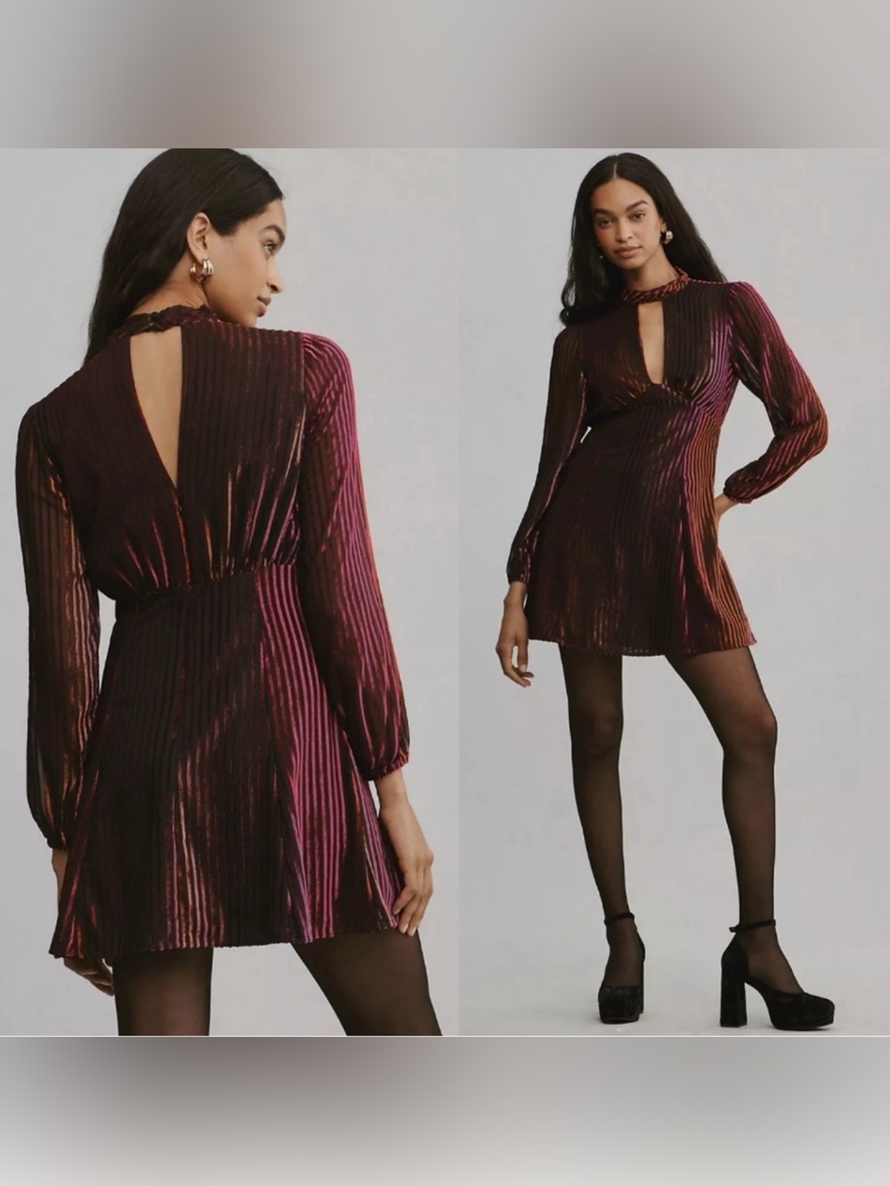 Anthropologie long sleeve cutout tunic mini dress